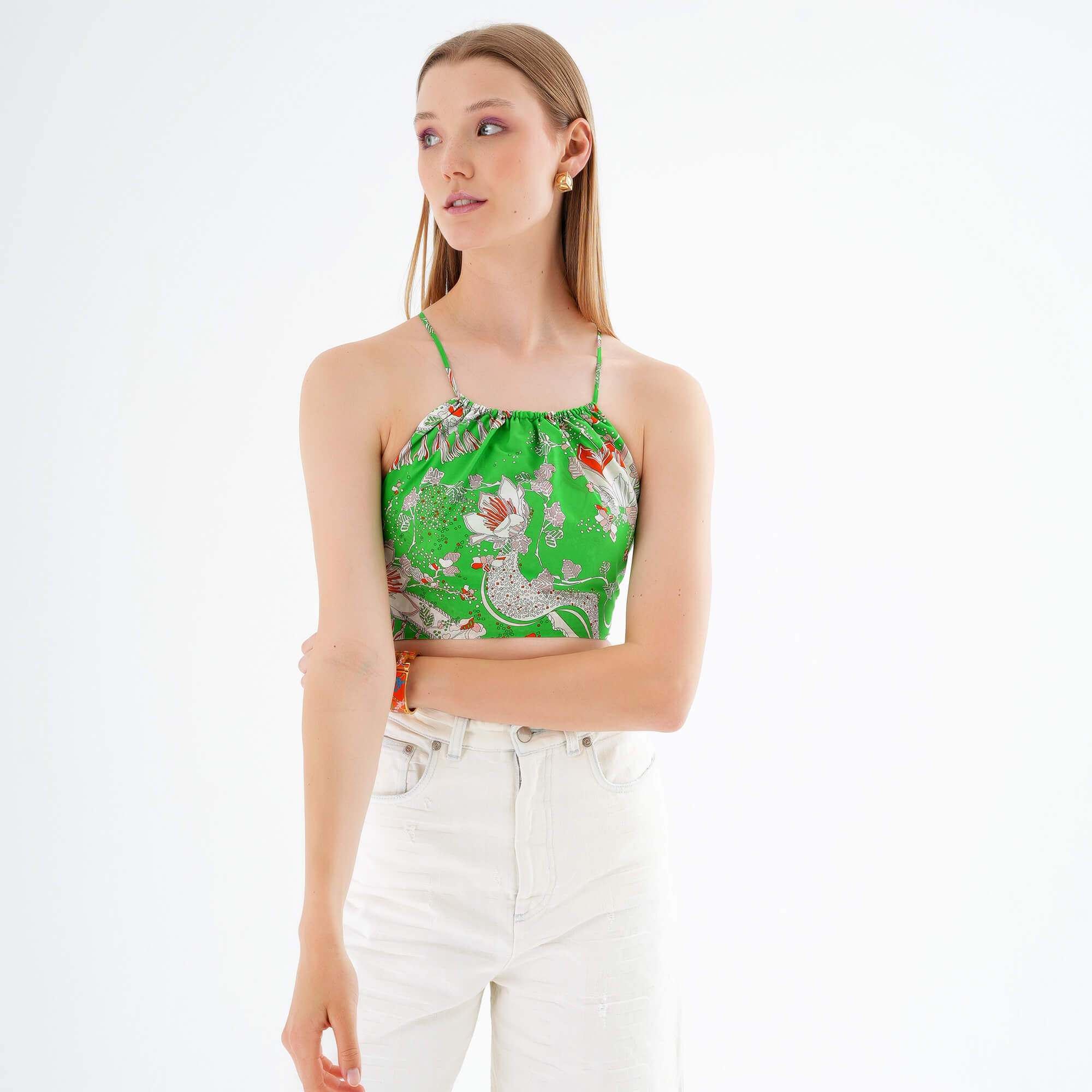 Emilio Pucci - Green Floral Print Cotton Top Size IT 42 